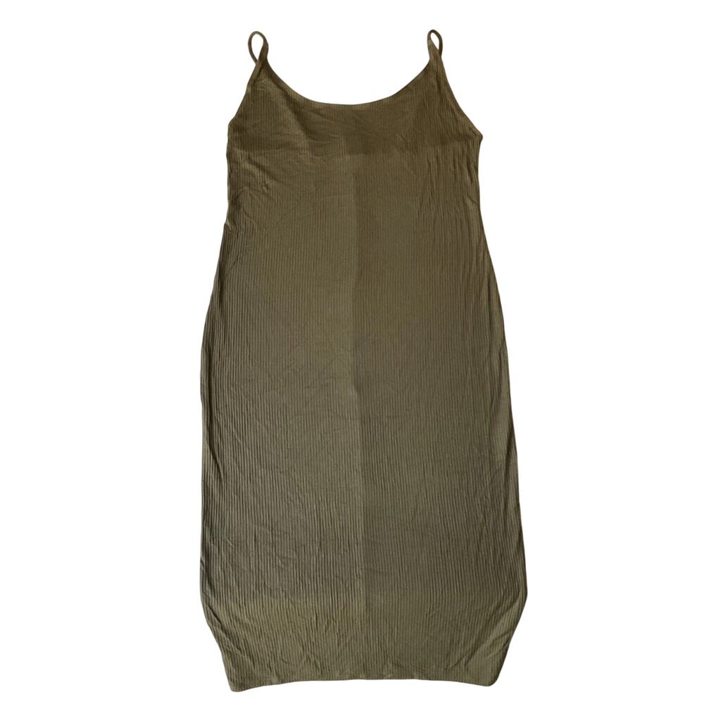 H&M Women Midi Dress M Olive Tank Dress Sleeveless Stretchy